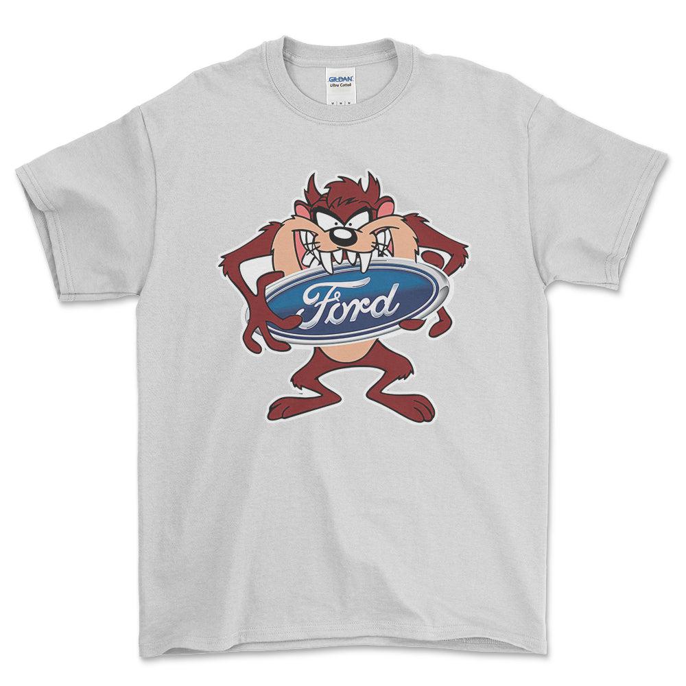 Ford TAZ Unisex T-Shirt , Bomuld-Beklædning-Ford-Hvid-S-Forside-Garage Culture Shop- garage - man cave - merchandise