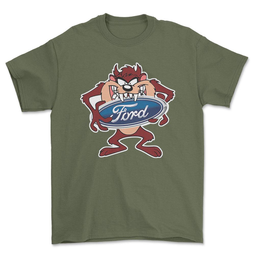 Ford TAZ Unisex T-Shirt , Bomuld-Beklædning-Ford-Grøn Militær-S-Forside-Garage Culture Shop- garage - man cave - merchandise