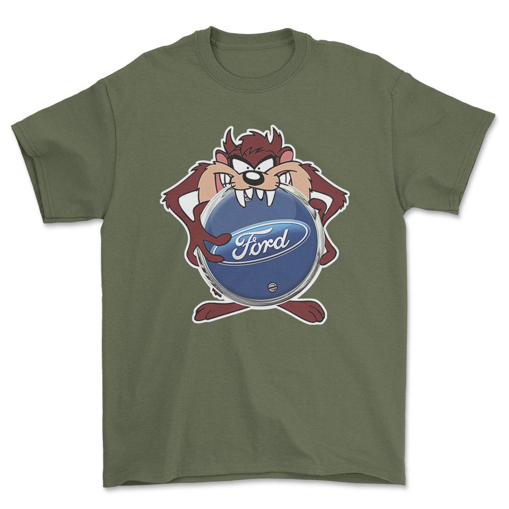 Ford TAZ Unisex T-Shirt , Bomuld-Beklædning-Ford-Grøn Militær-S-Forside-Garage Culture Shop- garage - man cave - merchandise