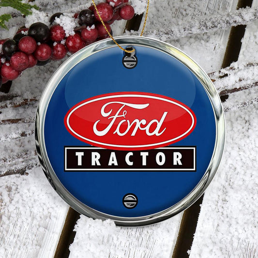 Ford Tractor Keramisk Juleornament-Julekugle-Ford Tractor-Garage Culture Shop- garage - man cave - merchandise