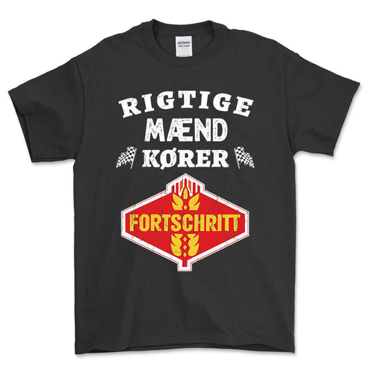 Fortschirt Rigtige Mænd Kører - Unisex T-Shirt , Bomuld-Beklædning-Fortschritt-Sort-S-Forside-Garage Culture Shop- garage - man cave - merchandise