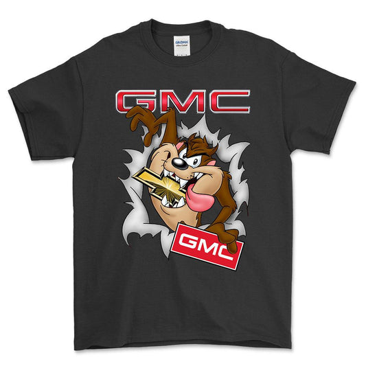 GMC Eating Chevy TAZ Unisex T-Shirt , Bomuld-Beklædning-GMC-Sort-S-Forside-Garage Culture Shop- garage - man cave - merchandise