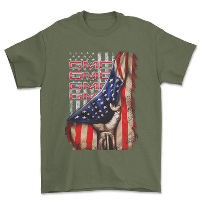 GMC USA Flag Unisex T-Shirt , Bomuld-Beklædning-GMC-Grøn Militær-S-Forside-Garage Culture Shop- garage - man cave - merchandise