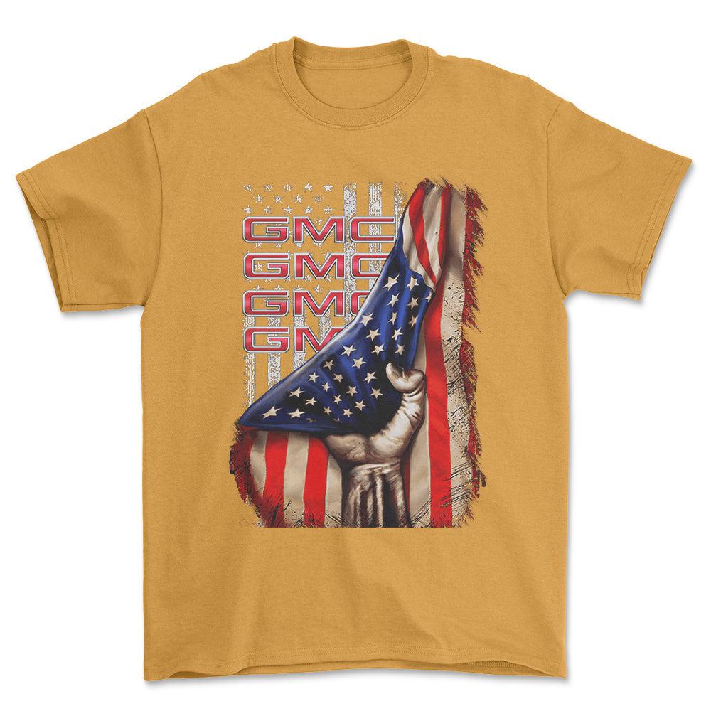 GMC USA Flag Unisex T-Shirt , Bomuld-Beklædning-GMC-Guld-S-Forside-Garage Culture Shop- garage - man cave - merchandise