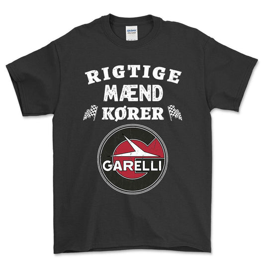 Garelli Rigtige Mænd Kører - Unisex T-Shirt , Bomuld-Beklædning-Garelli-Sort-S-Forside-Garage Culture Shop- garage - man cave - merchandise