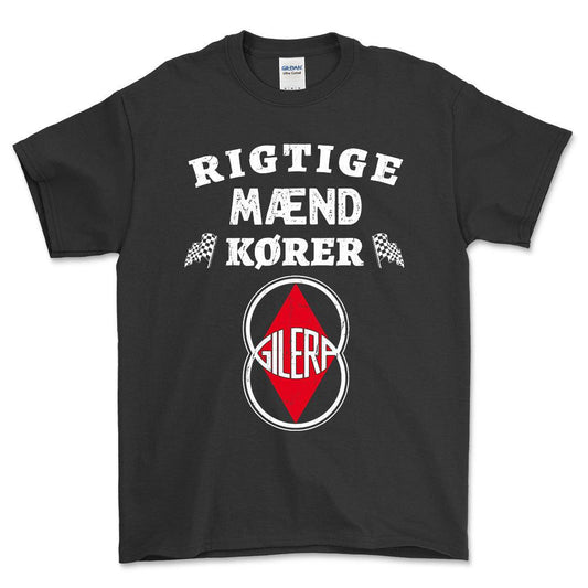 Gilera Rigtige Mænd Kører - Unisex T-Shirt , Bomuld-Beklædning-Gilera-Sort-S-Forside-Garage Culture Shop- garage - man cave - merchandise