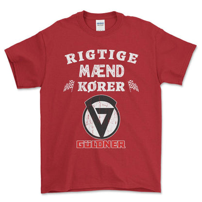 Guldner Rigtige Mænd Kører - Unisex T-Shirt , Bomuld-Beklædning-Güldner-Rød-S-Forside-Garage Culture Shop- garage - man cave - merchandise
