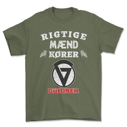 Guldner Rigtige Mænd Kører - Unisex T-Shirt , Bomuld-Beklædning-Güldner-Grøn Militær-S-Forside-Garage Culture Shop- garage - man cave - merchandise
