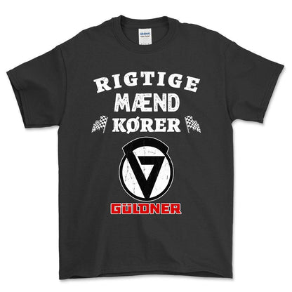 Guldner Rigtige Mænd Kører - Unisex T-Shirt , Bomuld-Beklædning-Güldner-Sort-S-Forside-Garage Culture Shop- garage - man cave - merchandise