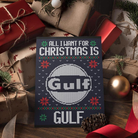 Gulf Juleskilte All I Want For Christmas Is Skilte, Musemåtte, Dørmåtte-Skilte-Motorolie-Garage Culture Shop- garage - man cave - merchandise