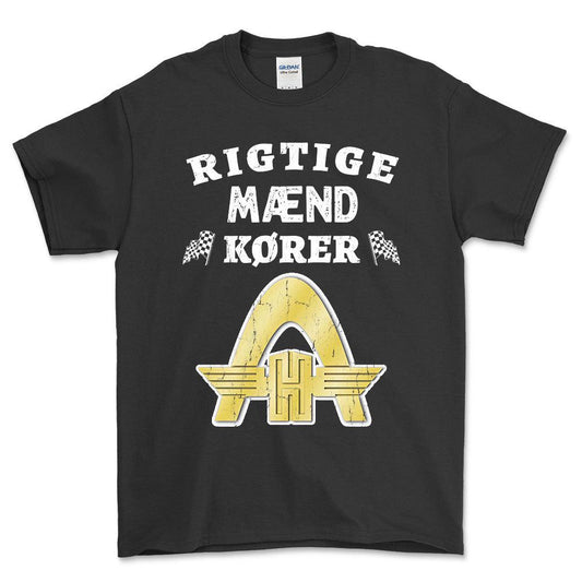 Hanomag Rigtige Mænd Kører - Unisex T-Shirt , Bomuld-Beklædning-Hanomag-Sort-S-Forside-Garage Culture Shop- garage - man cave - merchandise