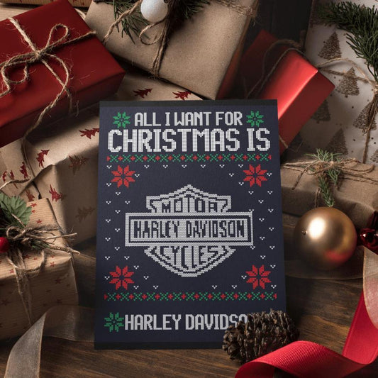 Harley Davidson Juleskilte All I Want For Christmas Is Skilte, Musemåtte, Dørmåtte-Skilte-Harley-Garage Culture Shop- garage - man cave - merchandise