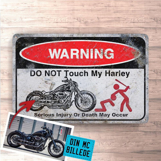 Harley Do Not Touch My Harley Skilte, Musemåtte, Dørmåtte-Skilte-Harley-Garage Culture Shop- garage - man cave - merchandise