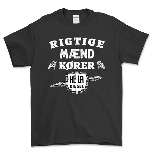 Hela Diesel Rigtige Mænd Kører - Unisex T-Shirt , Bomuld-Beklædning-Hela-Sort-S-Forside-Garage Culture Shop- garage - man cave - merchandise