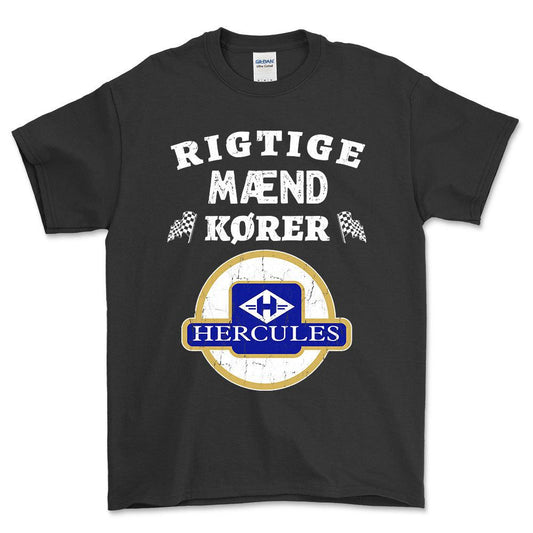 Hercules Rigtige Mænd Kører - Unisex T-Shirt , Bomuld-Beklædning-Hercules-Sort-S-Forside-Garage Culture Shop- garage - man cave - merchandise