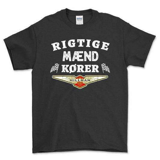 Hillman Rigtige Mænd Kører - Unisex T-Shirt , Bomuld-Beklædning-Hillman-Sort-S-Forside-Garage Culture Shop- garage - man cave - merchandise