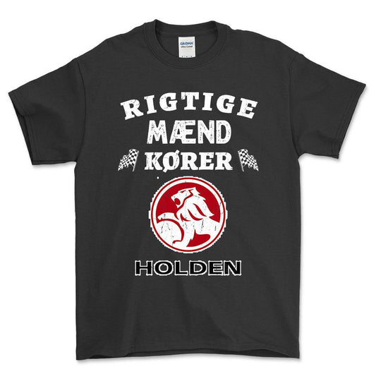 Holden Rigtige Mænd Kører - Unisex T-Shirt , Bomuld-Beklædning-Holden-Sort-S-Forside-Garage Culture Shop- garage - man cave - merchandise