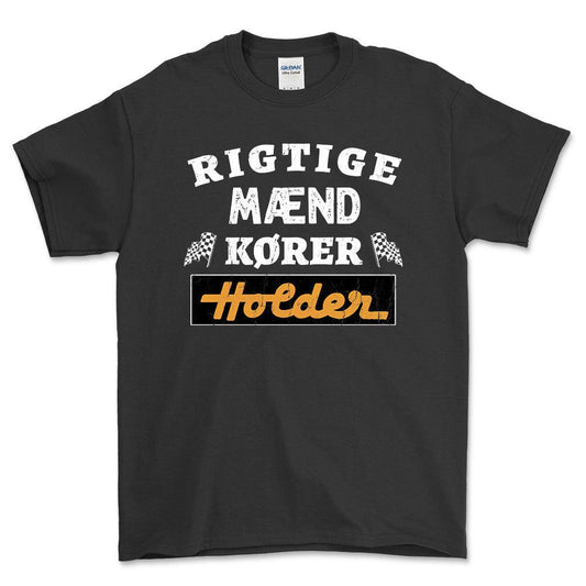 Holder Rigtige Mænd Kører - Unisex T-Shirt , Bomuld-Beklædning-Holder-Sort-S-Forside-Garage Culture Shop- garage - man cave - merchandise