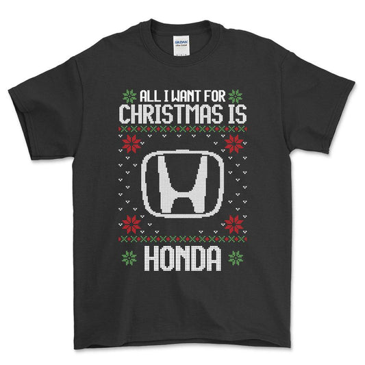 Honda - All I Want For Christmas - Unisex T-Shirt , Bomuld-Beklædning-Honda-Garage Culture Shop- garage - man cave - merchandise