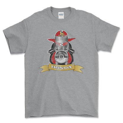 Honda Biker Vintage Style Unisex T-Shirt , Bomuld-Beklædning-Honda-Grå Sport-S-Forside-Garage Culture Shop- garage - man cave - merchandise