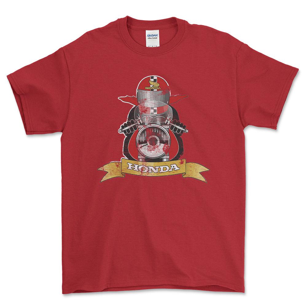 Honda Biker Vintage Style Unisex T-Shirt , Bomuld-Beklædning-Honda-Rød-S-Forside-Garage Culture Shop- garage - man cave - merchandise