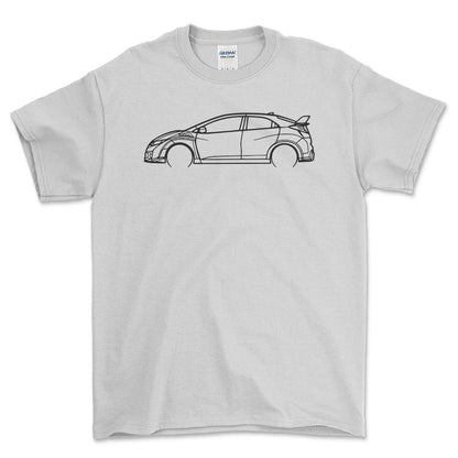 Honda Civic Type R 2017 Outline - Unisex T-Shirt , Bomuld-Beklædning-Honda-Hvid-S-Forside-Garage Culture Shop- garage - man cave - merchandise