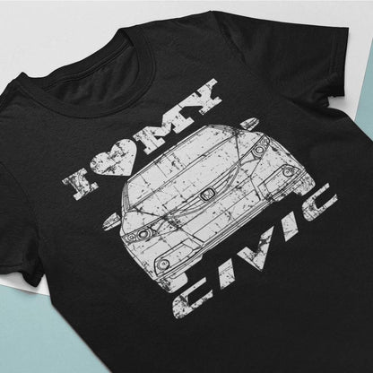 Honda I Love My Civic Unisex T-Shirt , Bomuld-Beklædning-Honda-Garage Culture Shop- garage - man cave - merchandise