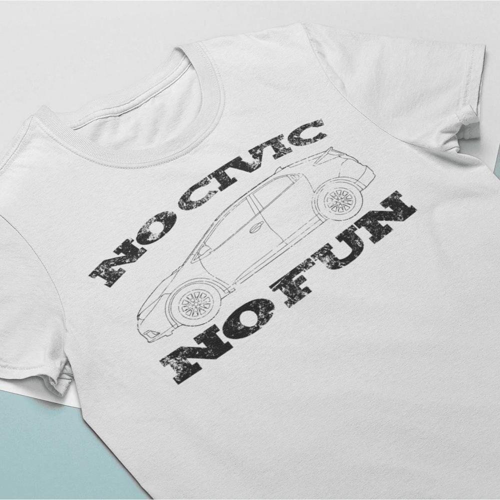 Honda No Civic No Fun Unisex T-Shirt , Bomuld-Beklædning-Honda-Garage Culture Shop- garage - man cave - merchandise