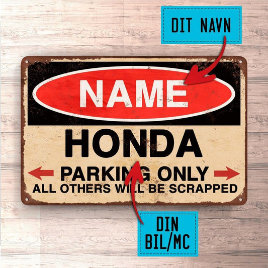 Honda - Parking Only - Skilte, Musemåtte, Dørmåtte-Skilte-Honda-Garage Culture Shop- garage - man cave - merchandise