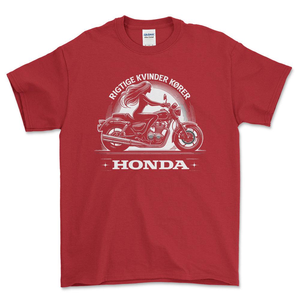 Honda Rigtige Kvinder Kører Honda - Unisex T-Shirt , Bomuld-Beklædning-Honda-Rød-S-Forside-Garage Culture Shop- garage - man cave - merchandise