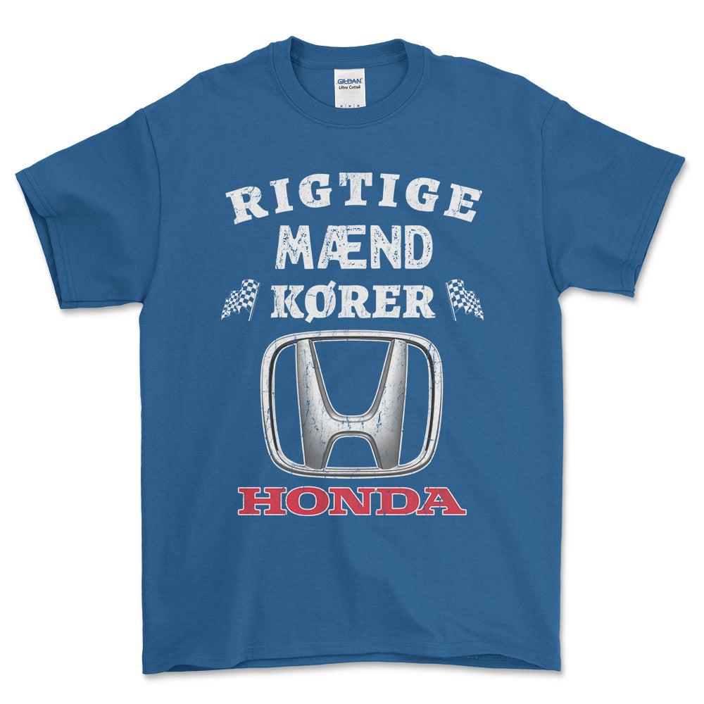 Honda Rigtige Mænd Kører - Unisex T-Shirt , Bomuld-Beklædning-Honda-Blå Royal-S-Forside-Garage Culture Shop- garage - man cave - merchandise