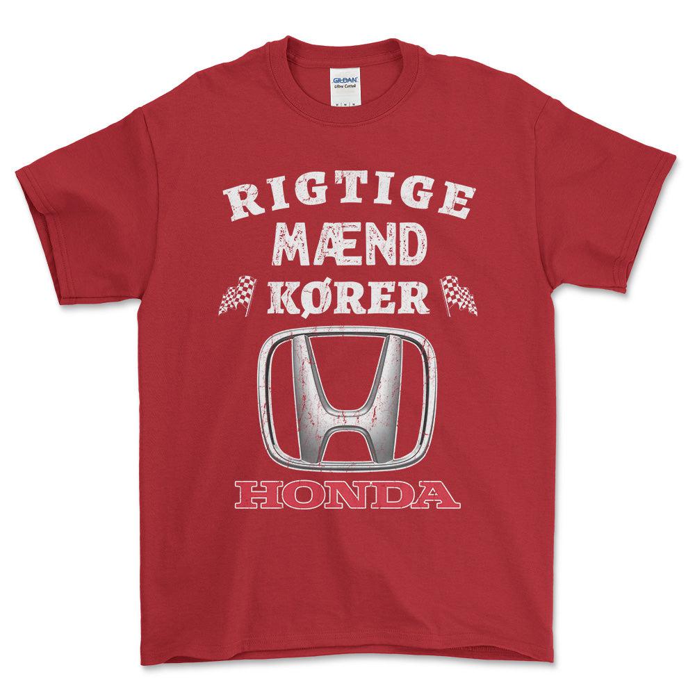 Honda Rigtige Mænd Kører - Unisex T-Shirt , Bomuld-Beklædning-Honda-Rød-S-Forside-Garage Culture Shop- garage - man cave - merchandise