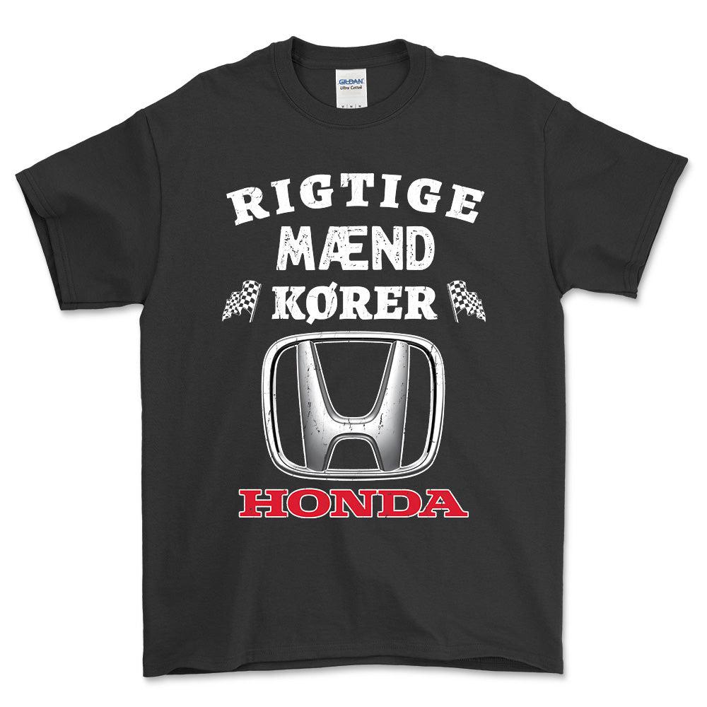 Honda Rigtige Mænd Kører - Unisex T-Shirt , Bomuld-Beklædning-Honda-Sort-S-Forside-Garage Culture Shop- garage - man cave - merchandise