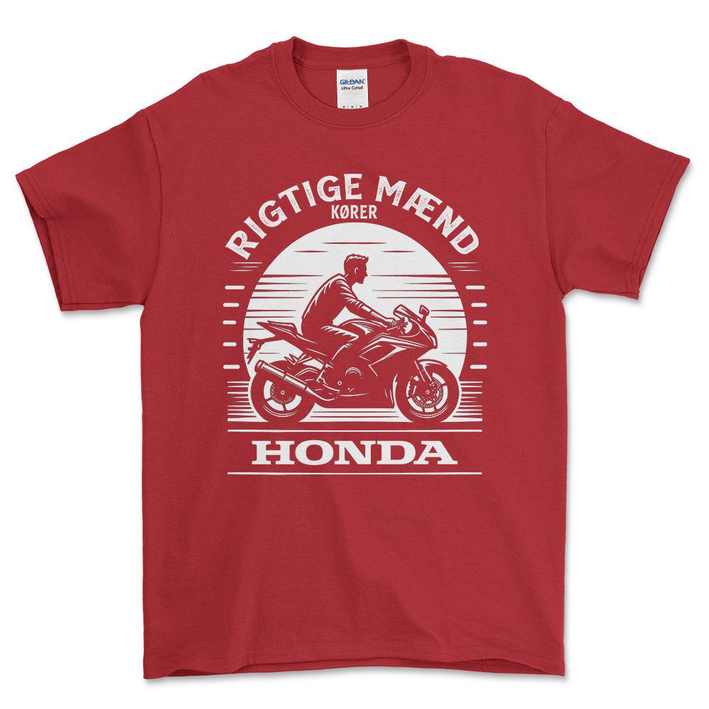 Honda Rigtige mænd kører Honda - Unisex T-Shirt , Bomuld-Beklædning-Honda-Rød-S-Forside-Garage Culture Shop- garage - man cave - merchandise