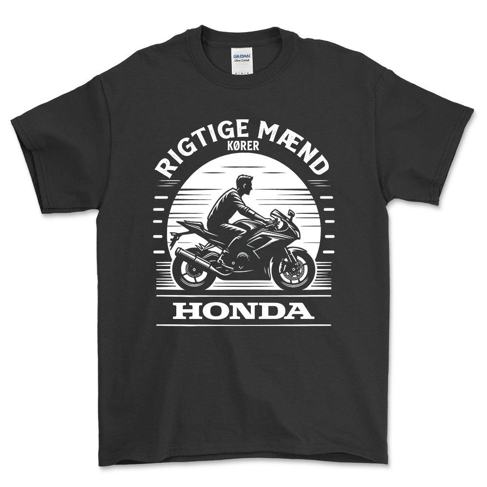 Honda Rigtige mænd kører Honda - Unisex T-Shirt , Bomuld-Beklædning-Honda-Sort-S-Forside-Garage Culture Shop- garage - man cave - merchandise