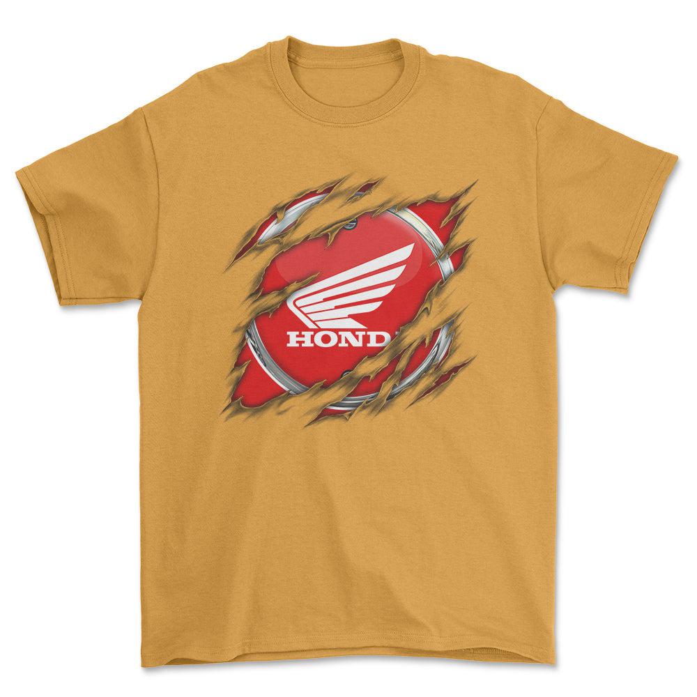 Honda Ripped Unisex T-Shirt , Bomuld-Beklædning-Honda-Guld-S-Forside-Garage Culture Shop- garage - man cave - merchandise