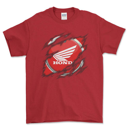 Honda Ripped Unisex T-Shirt , Bomuld-Beklædning-Honda-Rød-S-Forside-Garage Culture Shop- garage - man cave - merchandise