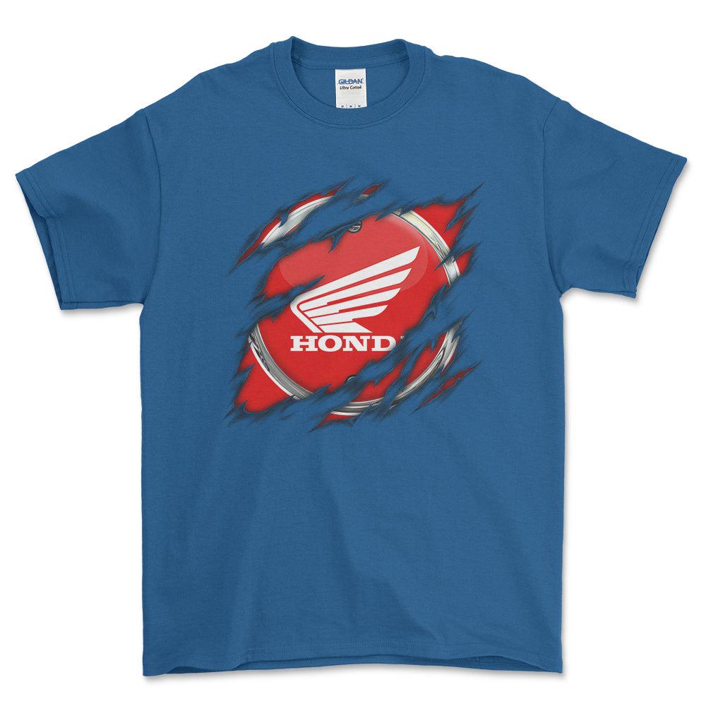 Honda Ripped Unisex T-Shirt , Bomuld-Beklædning-Honda-Blå Royal-S-Forside-Garage Culture Shop- garage - man cave - merchandise