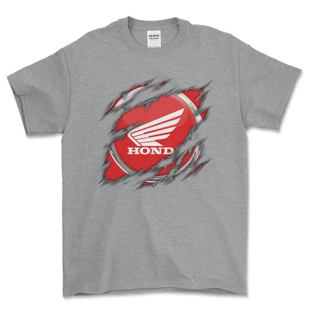 Honda Ripped Unisex T-Shirt , Bomuld-Beklædning-Honda-Grå Sport-S-Forside-Garage Culture Shop- garage - man cave - merchandise