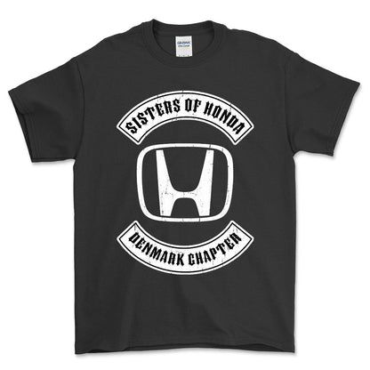 Honda Sisters Of Honda Denmark Chapter Unisex T-Shirt , Bomuld-Beklædning-Honda-Sort-S-Forside-Garage Culture Shop- garage - man cave - merchandise