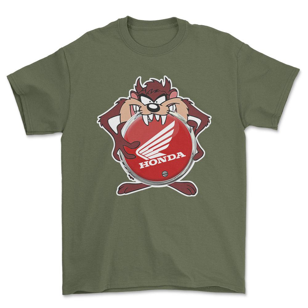 Honda TAZ Unisex T-Shirt , Bomuld-Beklædning-Honda-Grøn Militær-S-Forside-Garage Culture Shop- garage - man cave - merchandise