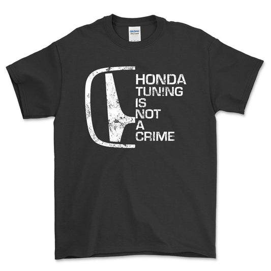 Honda Tuning Is Not A Crime Unisex T-Shirt , Bomuld-Beklædning-Honda-Sort-S-Forside-Garage Culture Shop- garage - man cave - merchandise