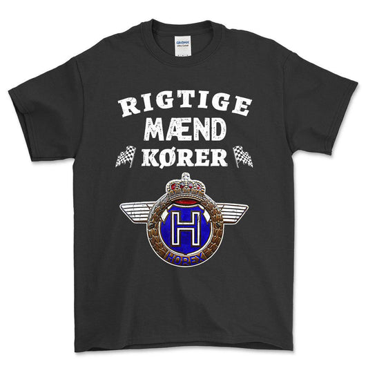 Horex Rigtige Mænd Kører - Unisex T-Shirt , Bomuld-Beklædning-Horex-Sort-S-Forside-Garage Culture Shop- garage - man cave - merchandise