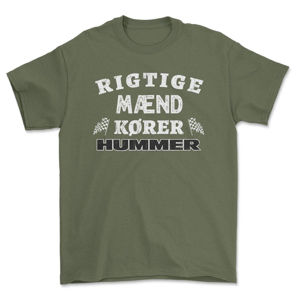 Hummer Rigtige Mænd Kører - Unisex T-Shirt , Bomuld-Beklædning-Hummer-Grøn Militær-S-Forside-Garage Culture Shop- garage - man cave - merchandise