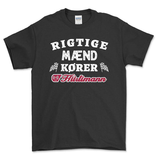 Hurlimann Rigtige Mænd Kører - Unisex T-Shirt , Bomuld-Beklædning-Hürlimann-Sort-S-Forside-Garage Culture Shop- garage - man cave - merchandise