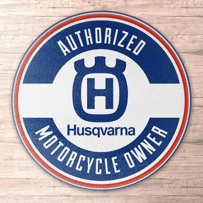 Husqvarna Authorized Motorcycle Owner, Runde Skilte , Musemåtte Rundt , Kop Underlag, Underlagssæt-Runde Skilte-Husqvarna-Garage Culture Shop- garage - man cave - merchandise