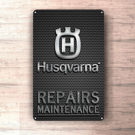 Husqvarna Repairs Maintenance Skilte, Musemåtte, Dørmåtte-Skilte-Husqvarna-Garage Culture Shop- garage - man cave - merchandise