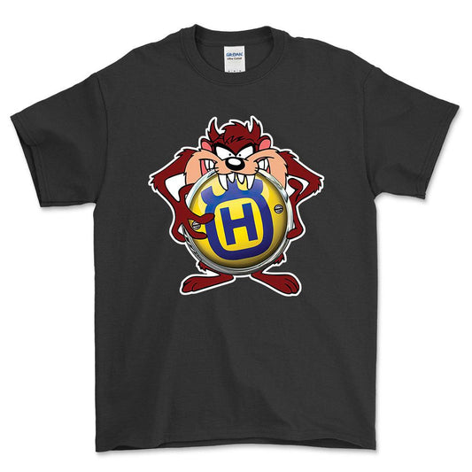 Husqvarna TAZ Unisex T-Shirt , Bomuld-Beklædning-Husqvarna-Sort-S-Forside-Garage Culture Shop- garage - man cave - merchandise