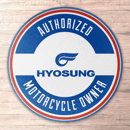 Hyosung Authorized Motorcycle Owner, Runde Skilte , Musemåtte Rundt , Kop Underlag, Underlagssæt-Runde Skilte-Hyosung-Garage Culture Shop- garage - man cave - merchandise