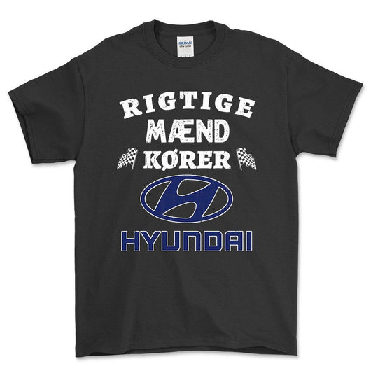 Hyundai Rigtige Mænd Kører - Unisex T-Shirt , Bomuld-Beklædning-Hyundai-Sort-S-Forside-Garage Culture Shop- garage - man cave - merchandise